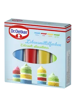 Dr. Oetker Colorants alimentaires en vert, jaune, rouge et bleu