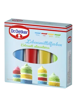 Dr. Oetker Lebensmittelfarben (Grün, Gelb, Rot, Blau)