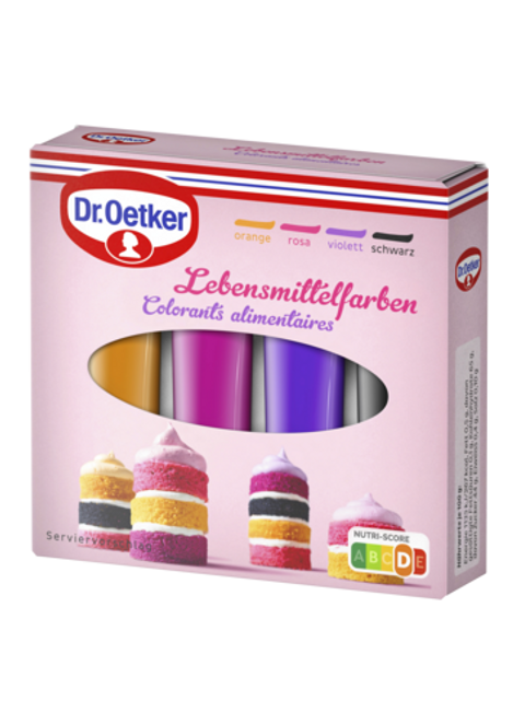 Dr. Oetker Coloranti alimentari in rosa, viola, nero e arancione